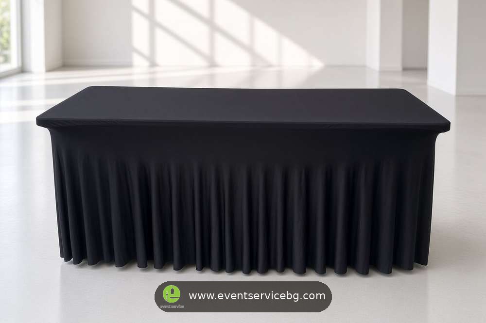 Crna stolnjak suknjica za sto 180×75, 200×90, 245×75 cm